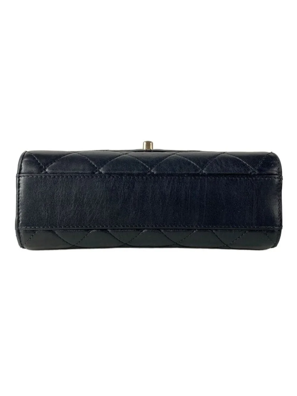Chanel Shoulder Bag Top Handle Mini Flap Bagmatelasse Black Matte Gold 2-Way